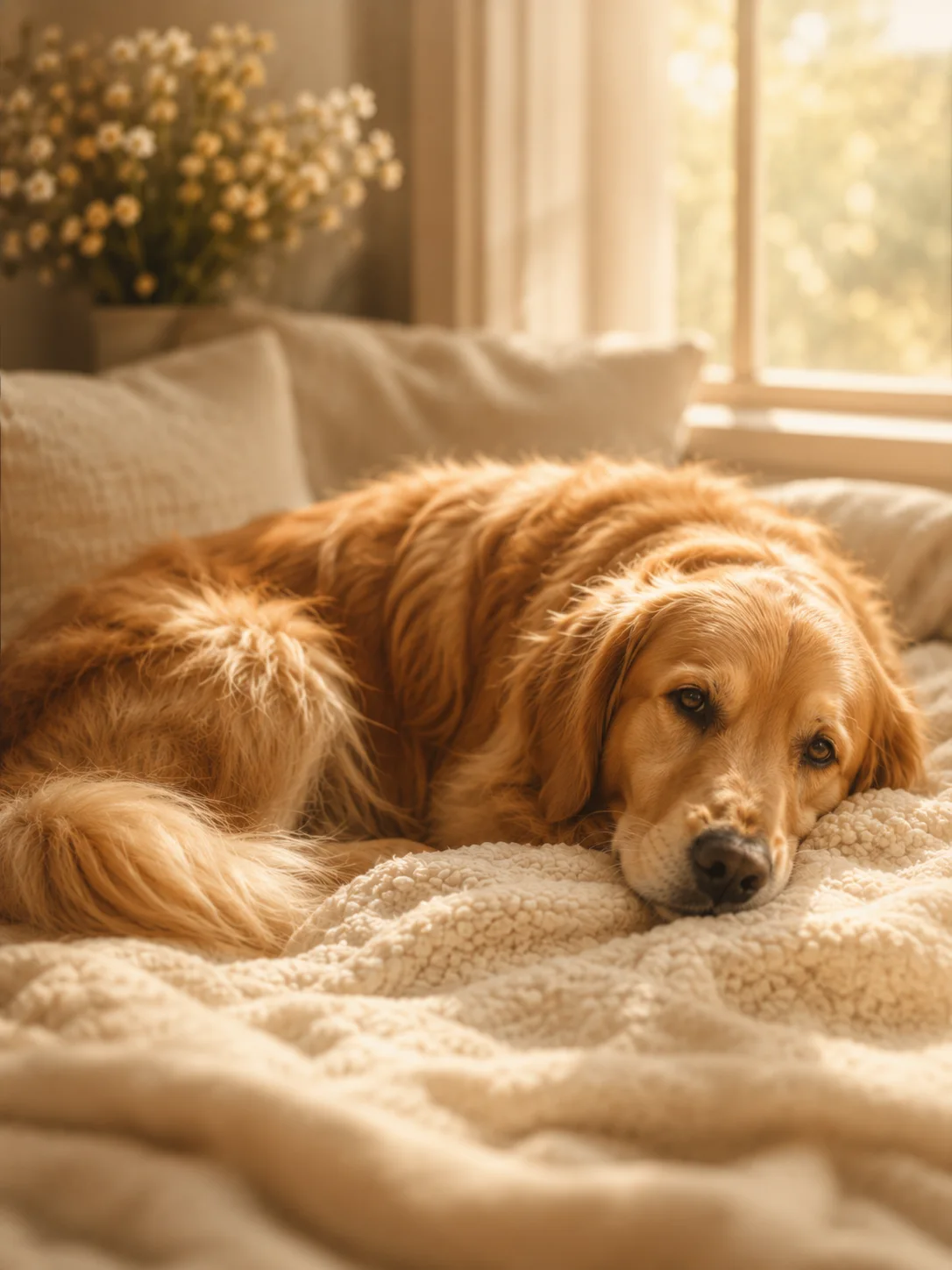 Generated golden retriever keepsake resting indoors