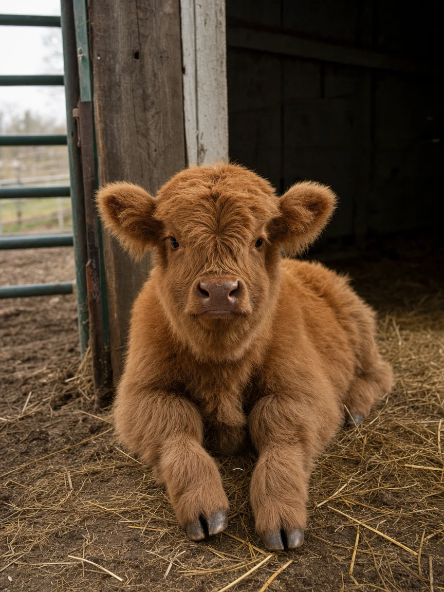Clover's finished keepsake resting on straw in a barn