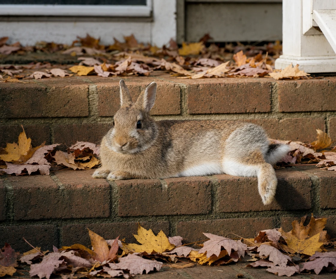 Hazel's finished keepsake on brick steps with autumn leaves