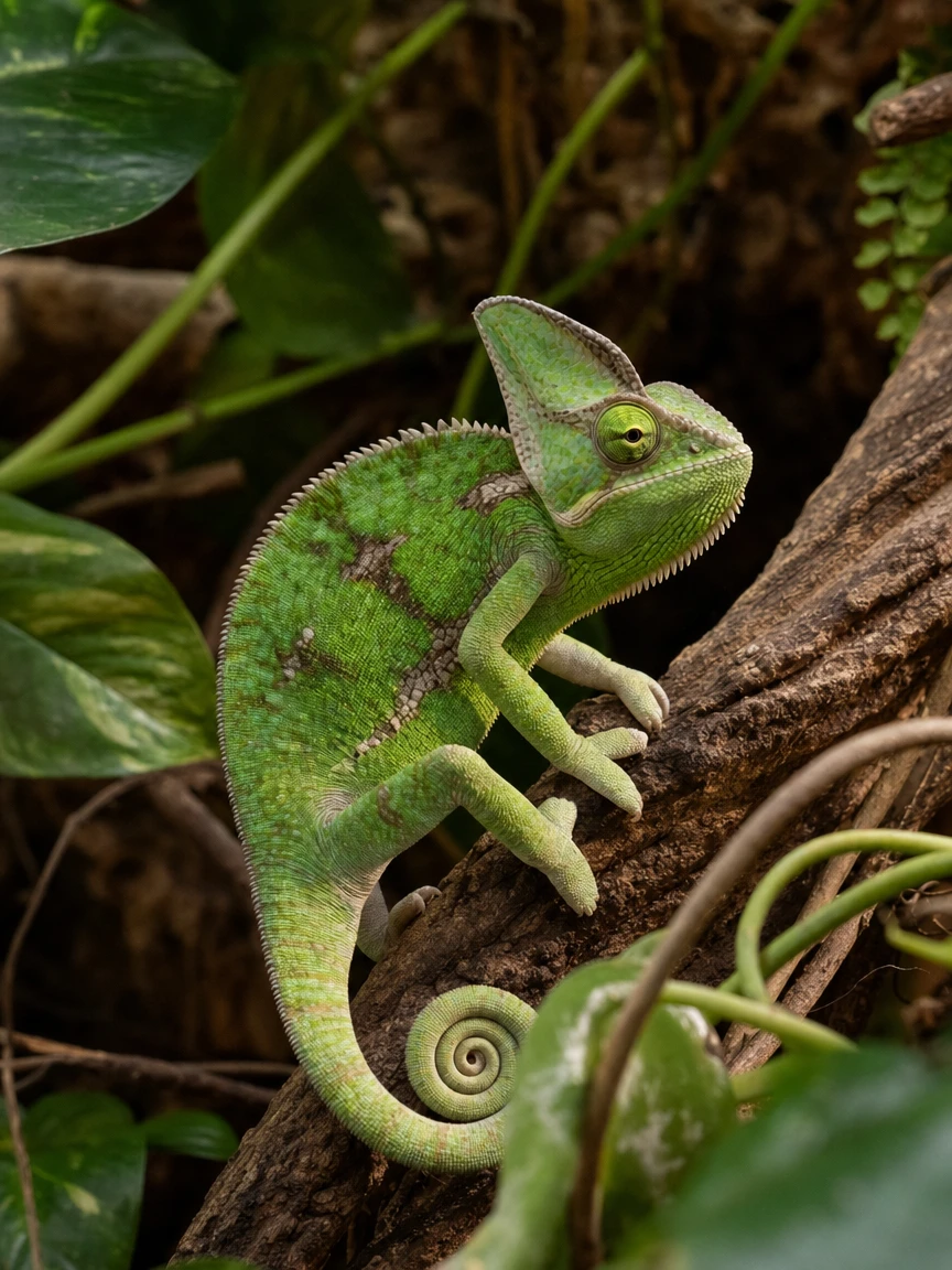 Kiwi's finished keepsake perched on a branch among foliage