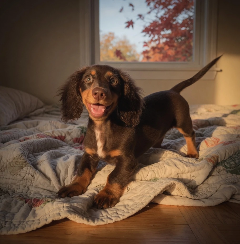 Otis in an everyday phone photo on a bed